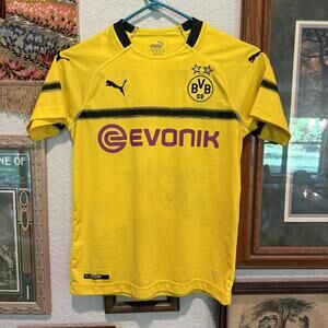 NWOT Puma 2018/2019 Borussia Dortmund FC Yellow Soccer Jersey Size Kids Large